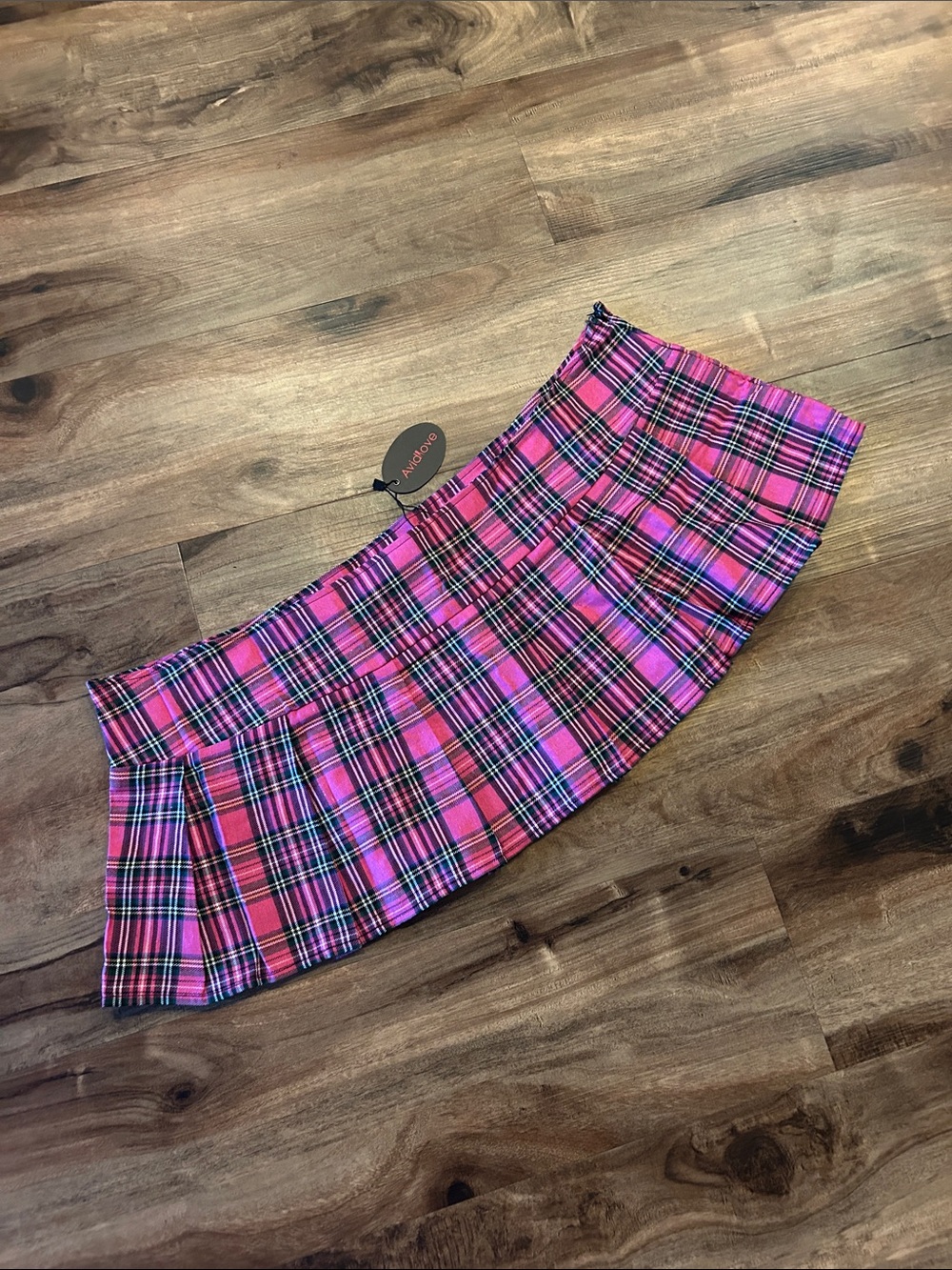 NWT XXXL Pink Plaid Pleated Mini school girl Skirt